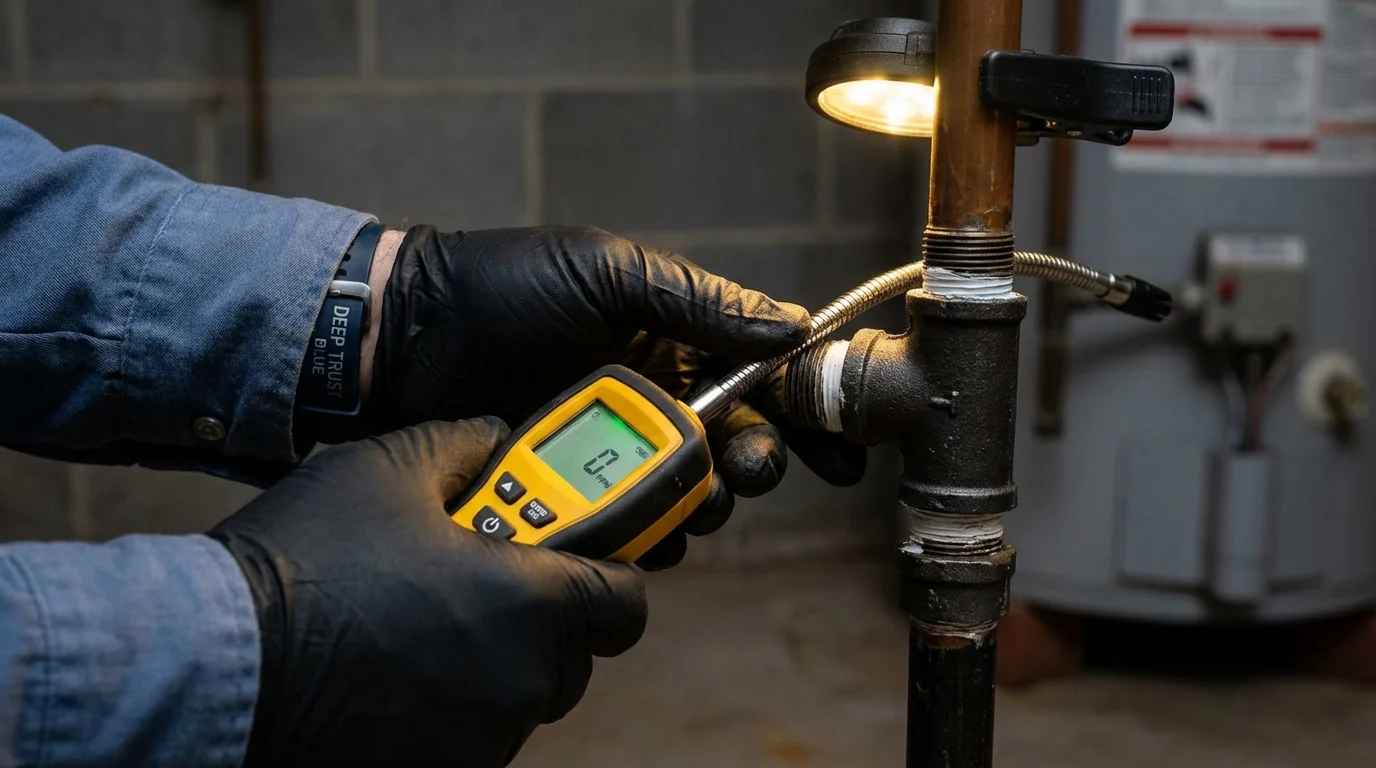 Gas leak detection with electronic sniffer by Johns Plumbing LLC in Council Bluffs