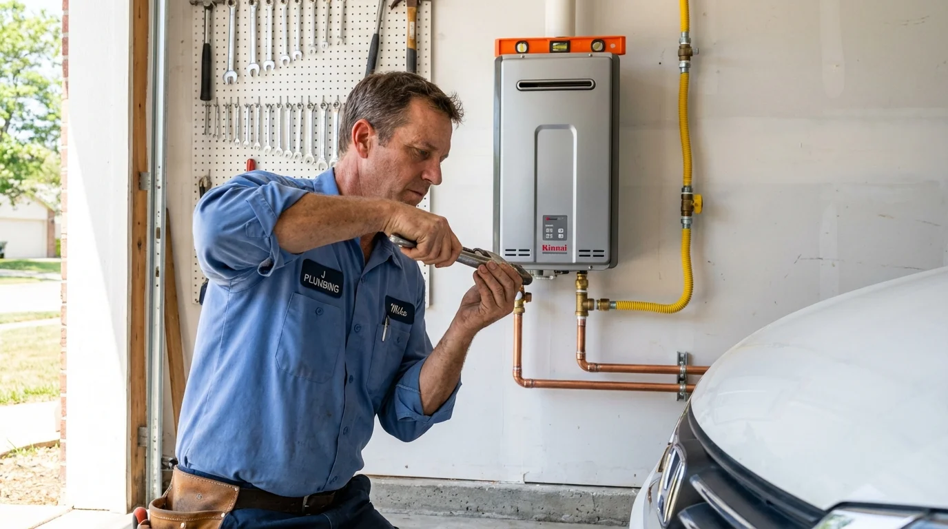 Tankless water heater installation by a Johns Plumbing LLC plumber in Council Bluffs